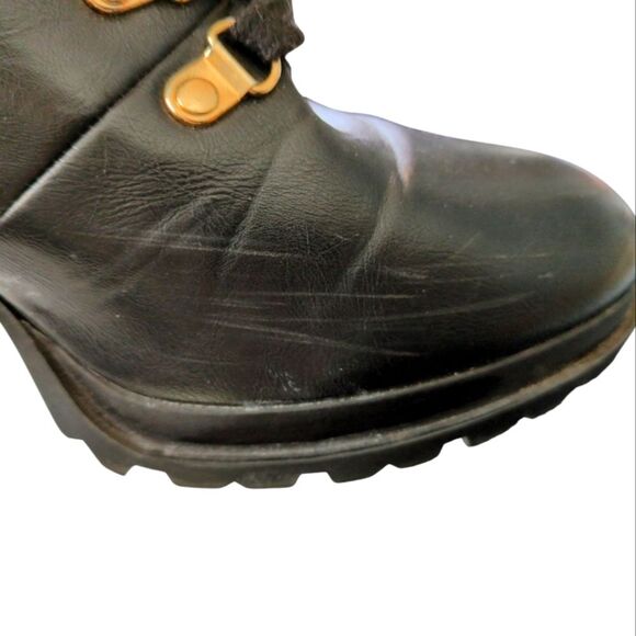 Ribonea Lace-Up Platform Ankle Boot size 10 Black Red belted. - Picture 8 of 12